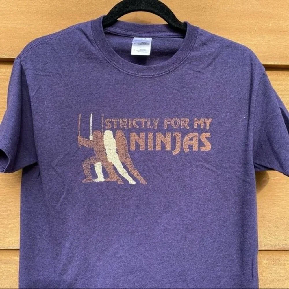 Gildan Strictly for my Ninjas Funny Graphic Tee Blue T- Shirt Size S - Picture 1 of 10